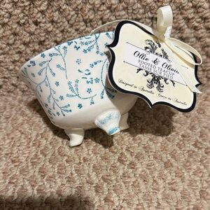 Olive & Opie Footed Teacup with Blue Floral Design